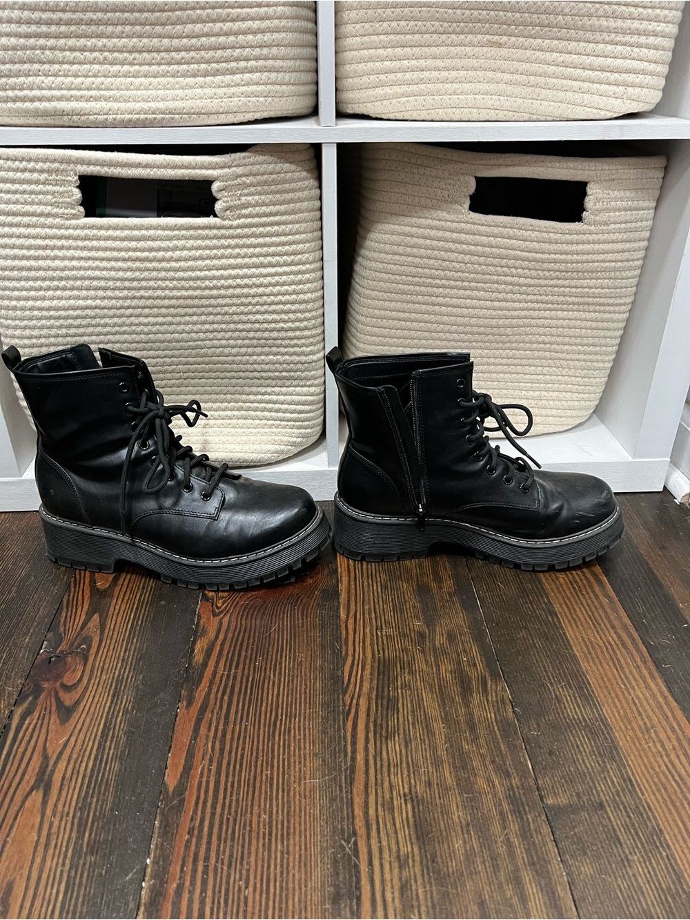 Men's Black Leather Combat Boots